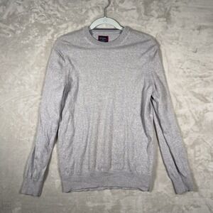 Untuckit Men's Sweater 100% Extra Fine Merino Wool Crewneck Office S Gray